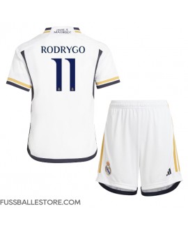 Günstige Real Madrid Rodrygo Goes #11 Heimtrikotsatz Kinder 2023-24 Kurzarm (+ Kurze Hosen)